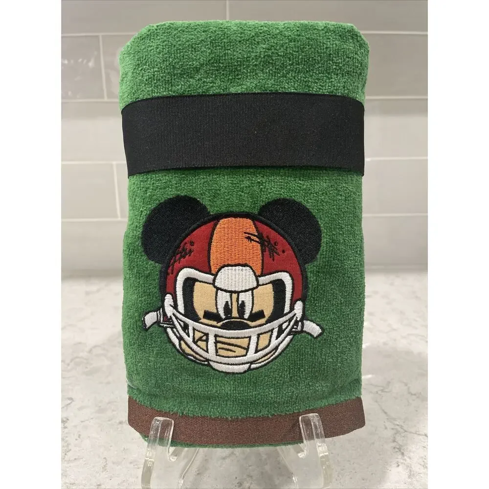Set 2 FOOTBALL Disney Mickey Mouse in HELMET Hand Towel Set Fall Green Red Brown